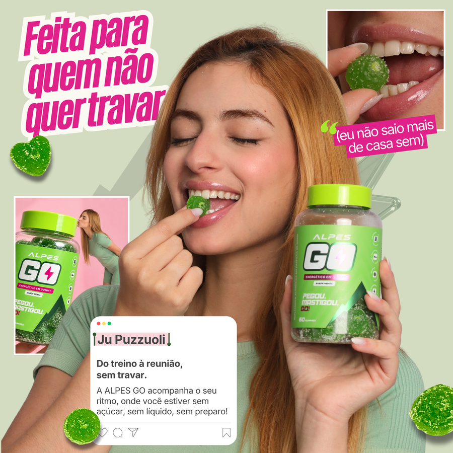 ALPES GO - ENERGÉTICO EM GUMMY - 60 GOMAS - MENTA
