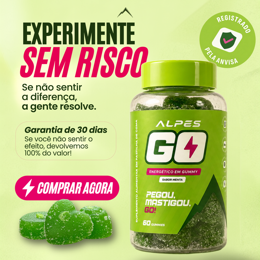 ALPES GO - ENERGÉTICO EM GUMMY - 60 GOMAS - MENTA