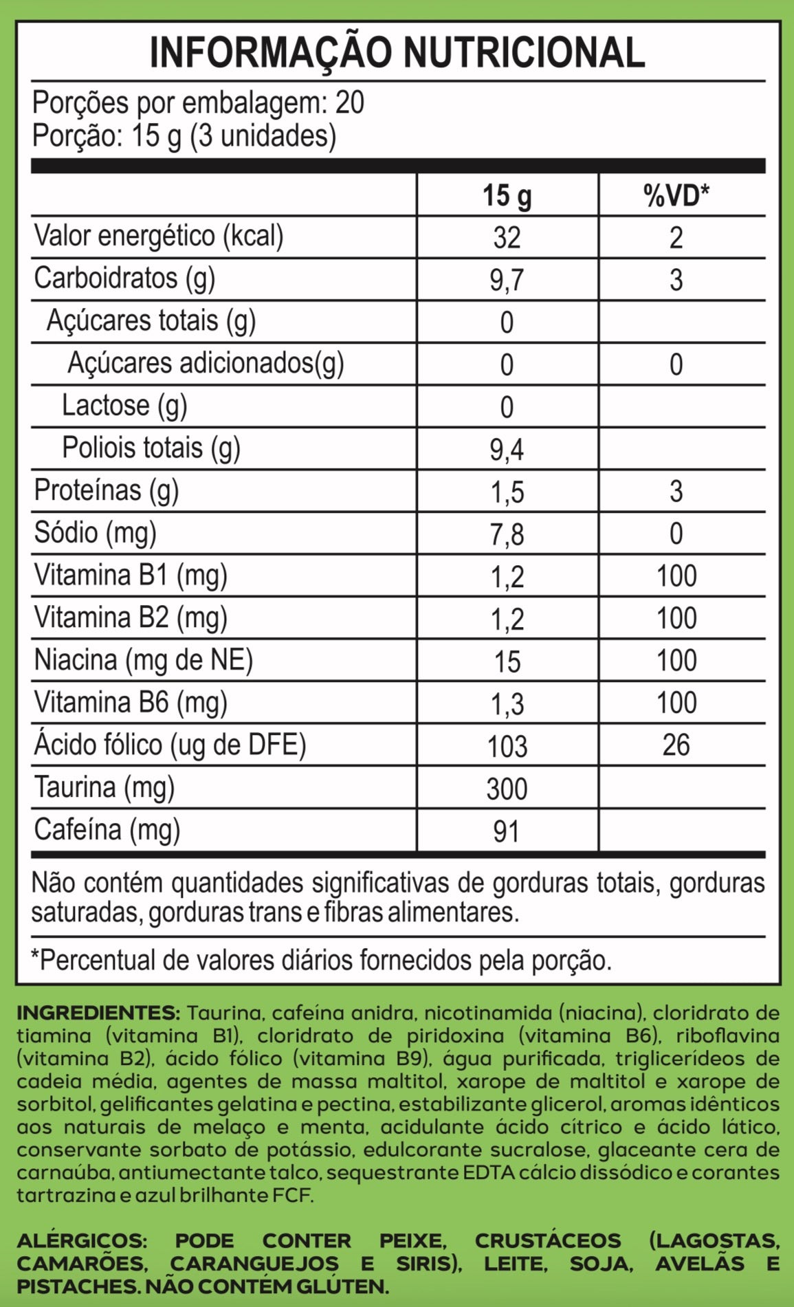 Tabela nutricional